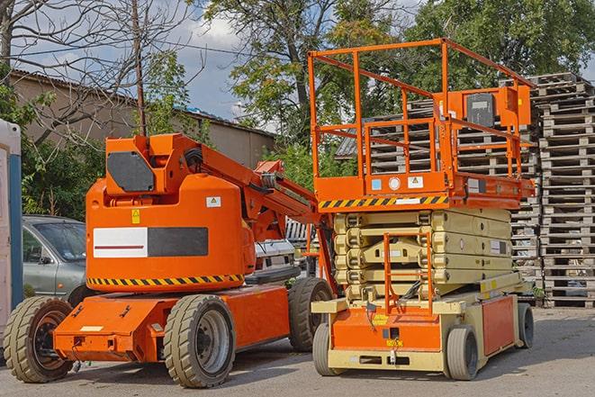 industrial forklift transporting goods in a warehouse setting in Edmonds, WA